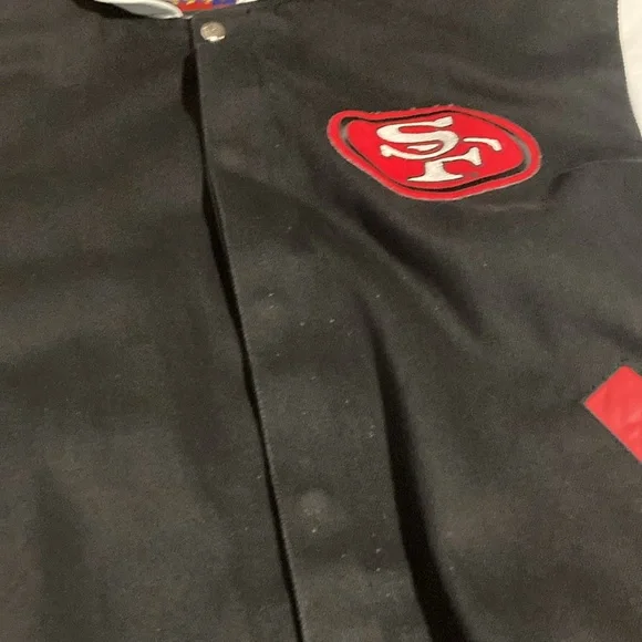 Jeff Hamilton San Francisco 49ers leather trim jacket XL - Picture 7 of 16
